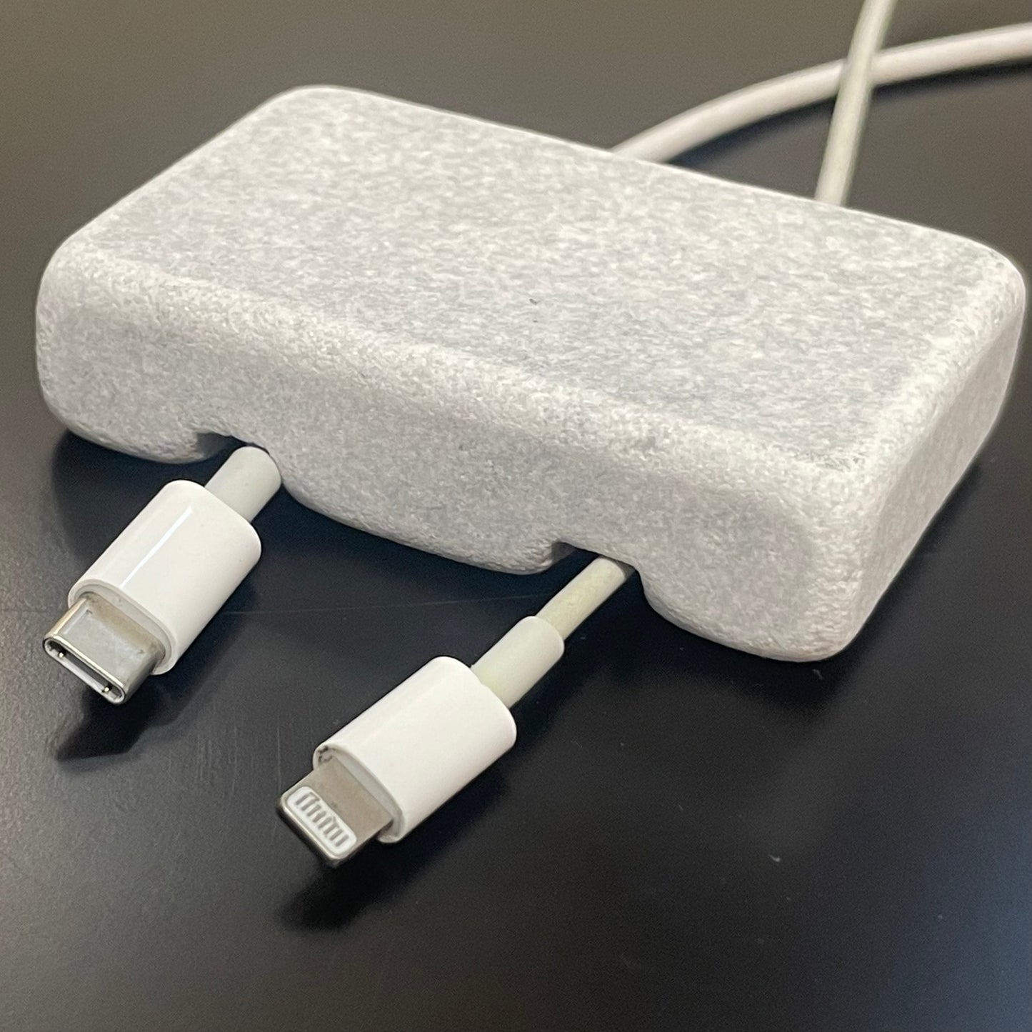 Cord Holder Handmade by Craftsman Stoneworks - Cable Holder - Cable Management Holder - Cable Organizer - Desk Cable Holder - Cable Keeper - Tumbled White Marble, Double
