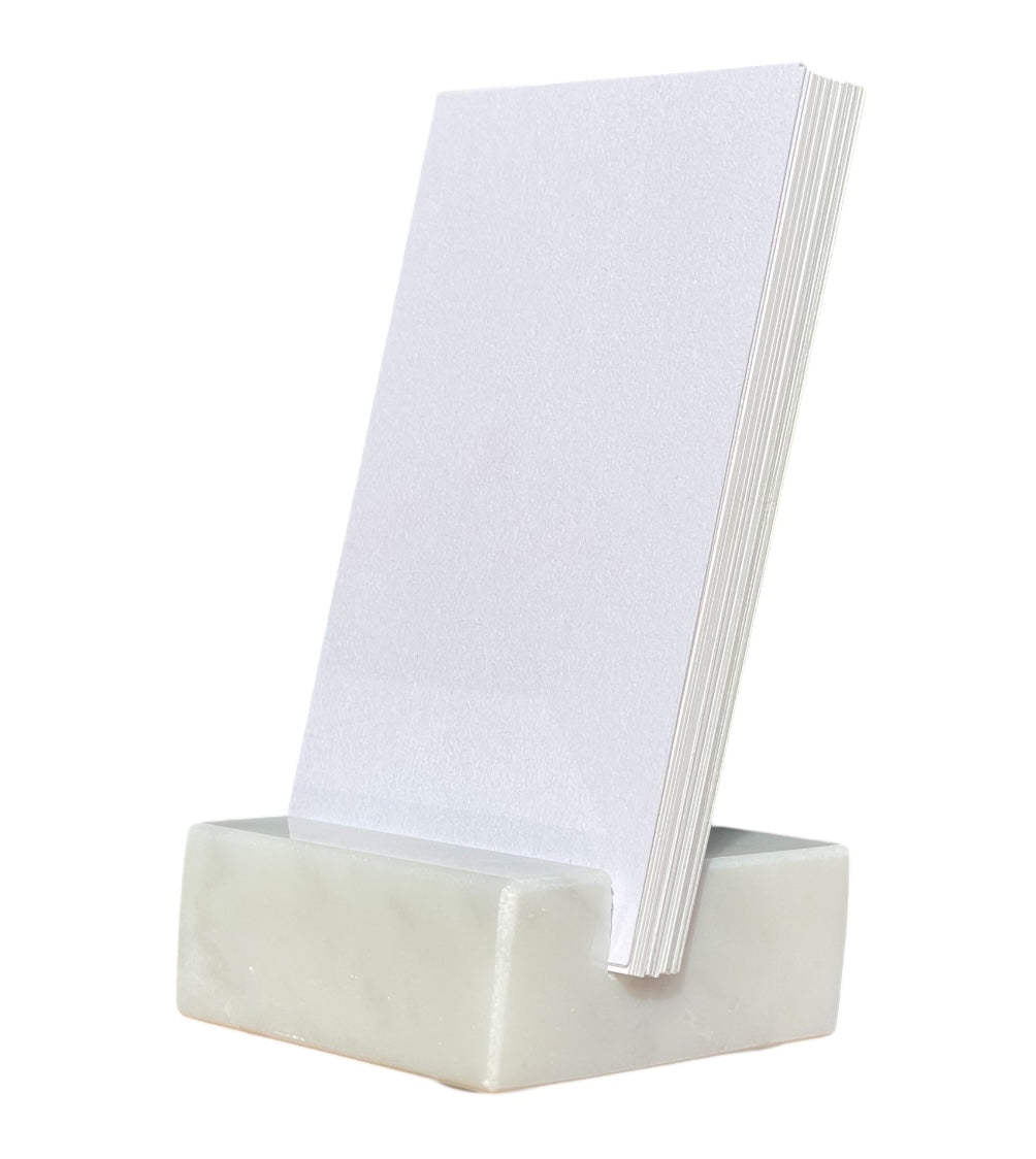 Vertical Business Card Holder - White Carrara Marble