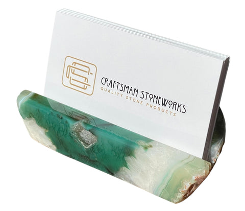 Handcrafted Green Agate Business Card Holder