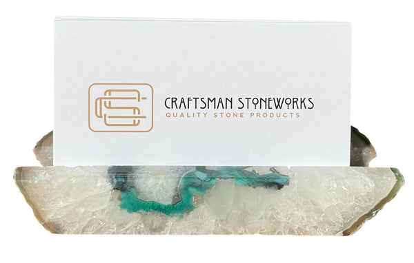 Handcrafted Green Agate Business Card Holder