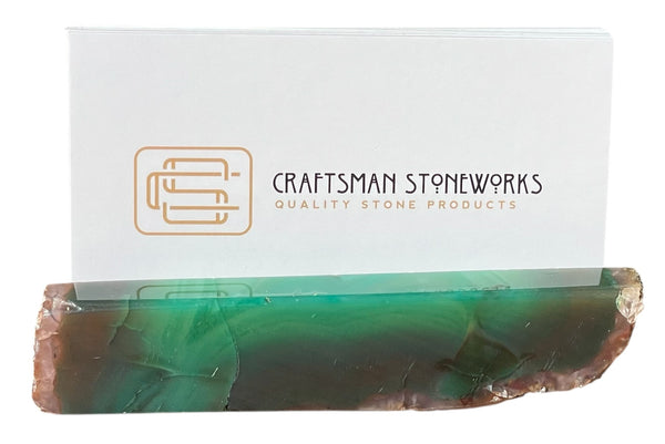 Handcrafted Green Agate Business Card Holder