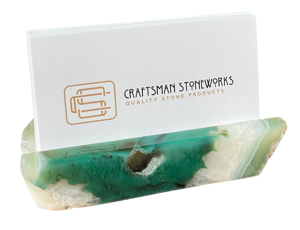Handcrafted Green Agate Business Card Holder