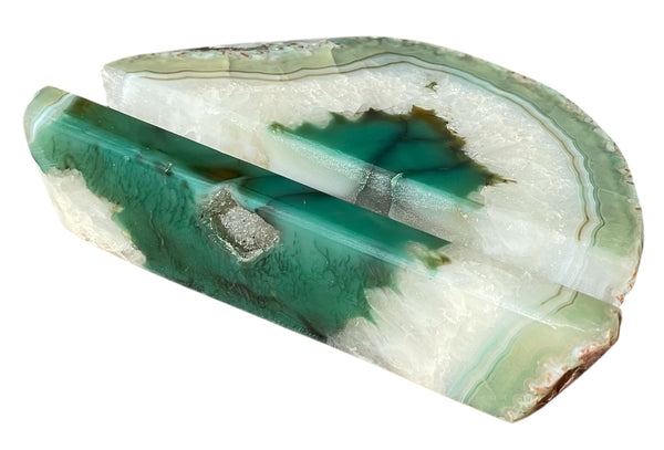 Handcrafted Green Agate Business Card Holder