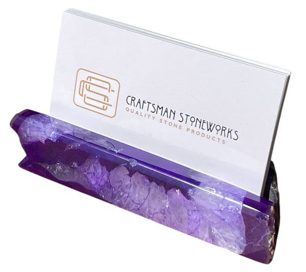 Handcrafted Purple Agate Business Card Holder