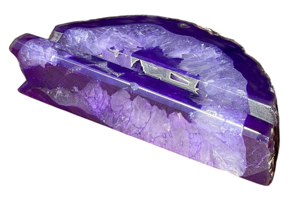 Handcrafted Purple Agate Business Card Holder