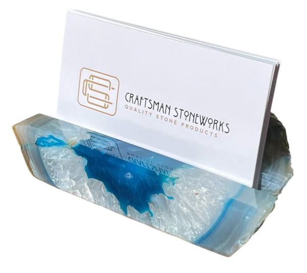 Handcrafted Teal Agate Business Card Holder