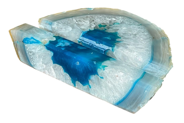 Handcrafted Teal Agate Business Card Holder