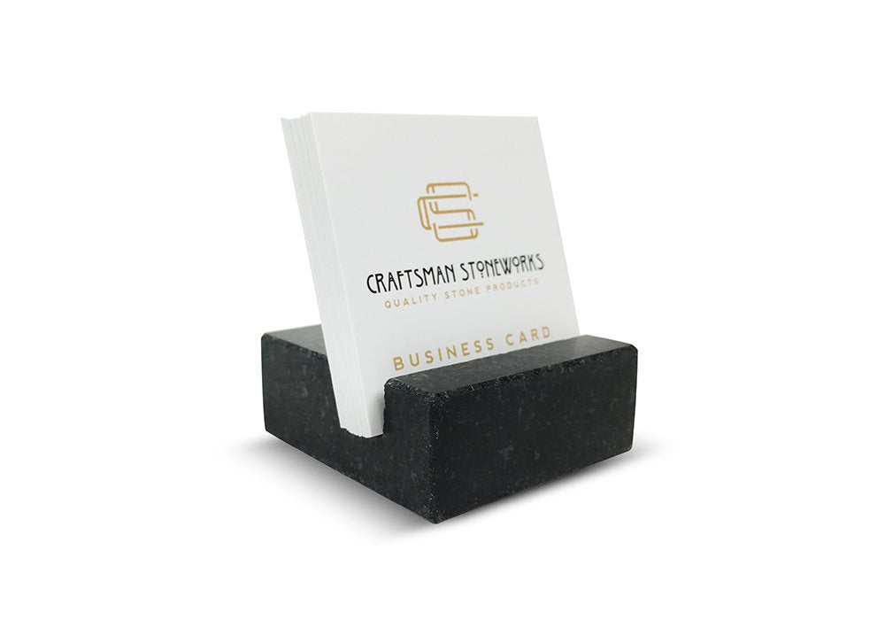 Black Absolute Granite Business Card Holder - Square