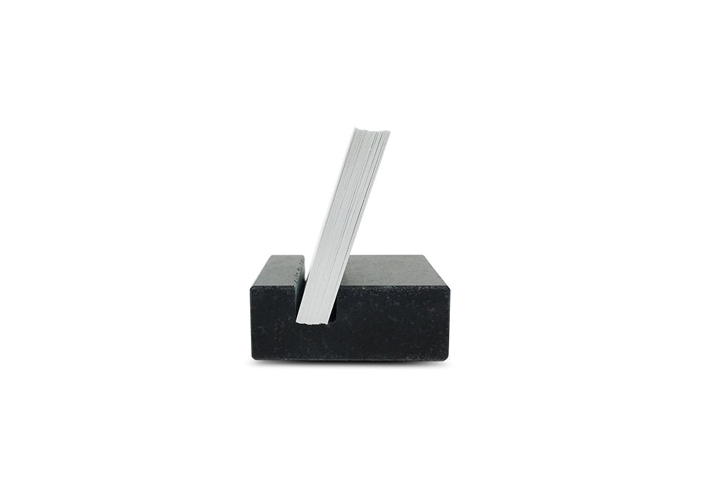 Black Absolute Granite Business Card Holder - Square