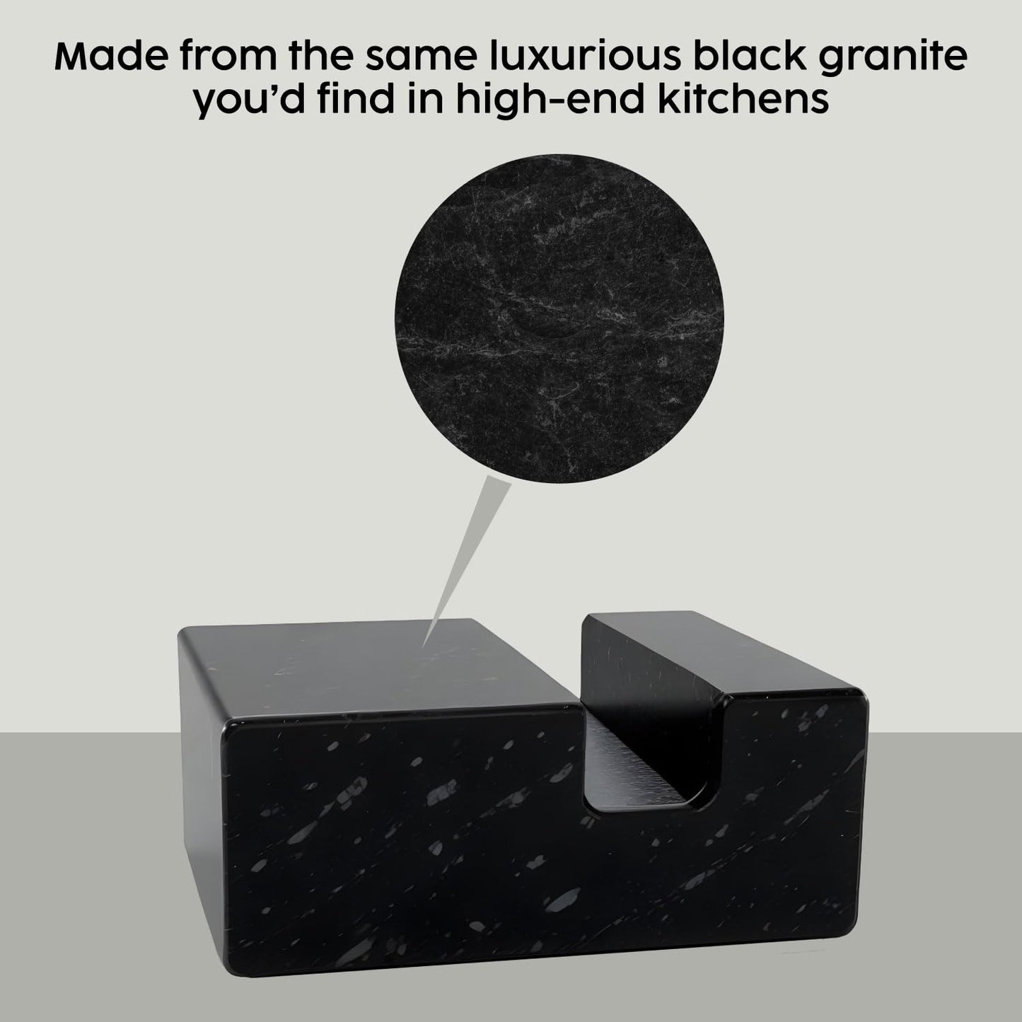 Black Absolute Granite Business Card Holder - Square