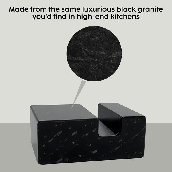 Square Business Card Holder - Black Absolute Granite
