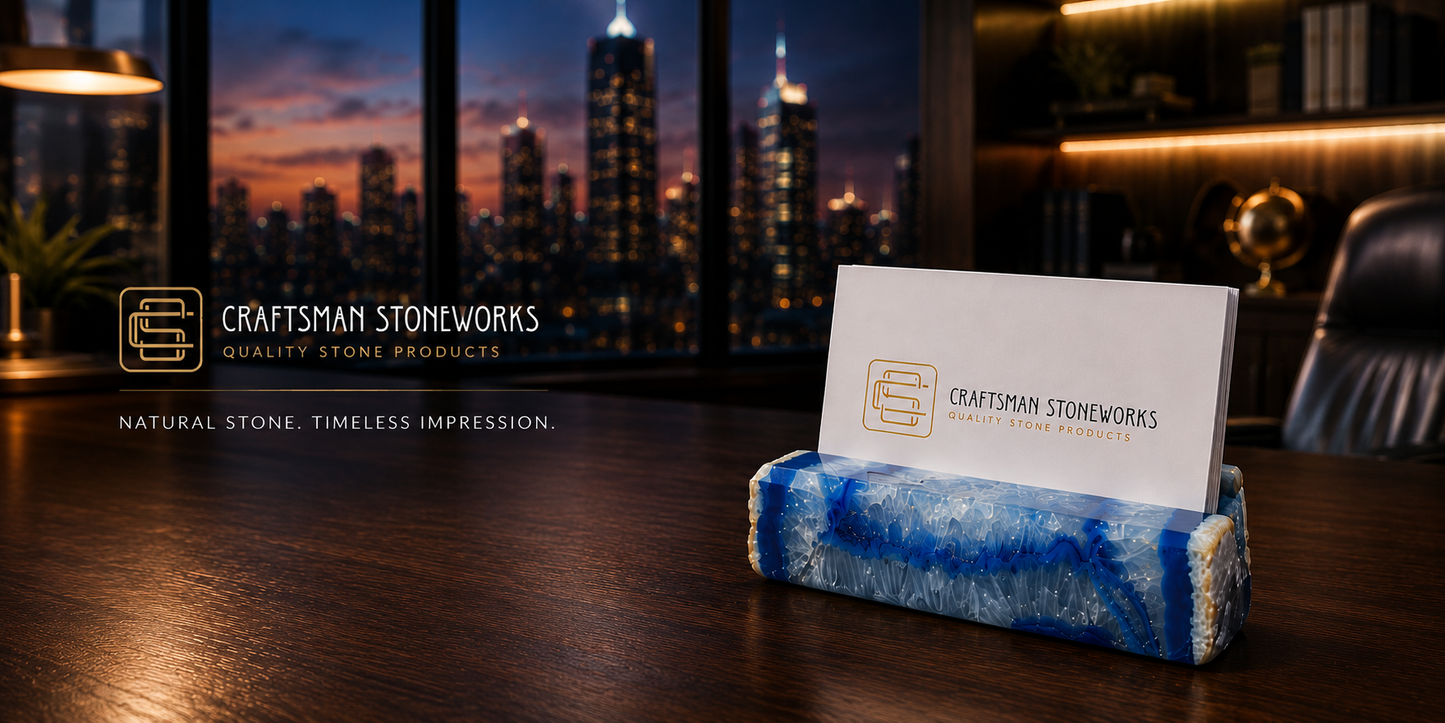 Handcrafted Blue Agate Business Card Holder
