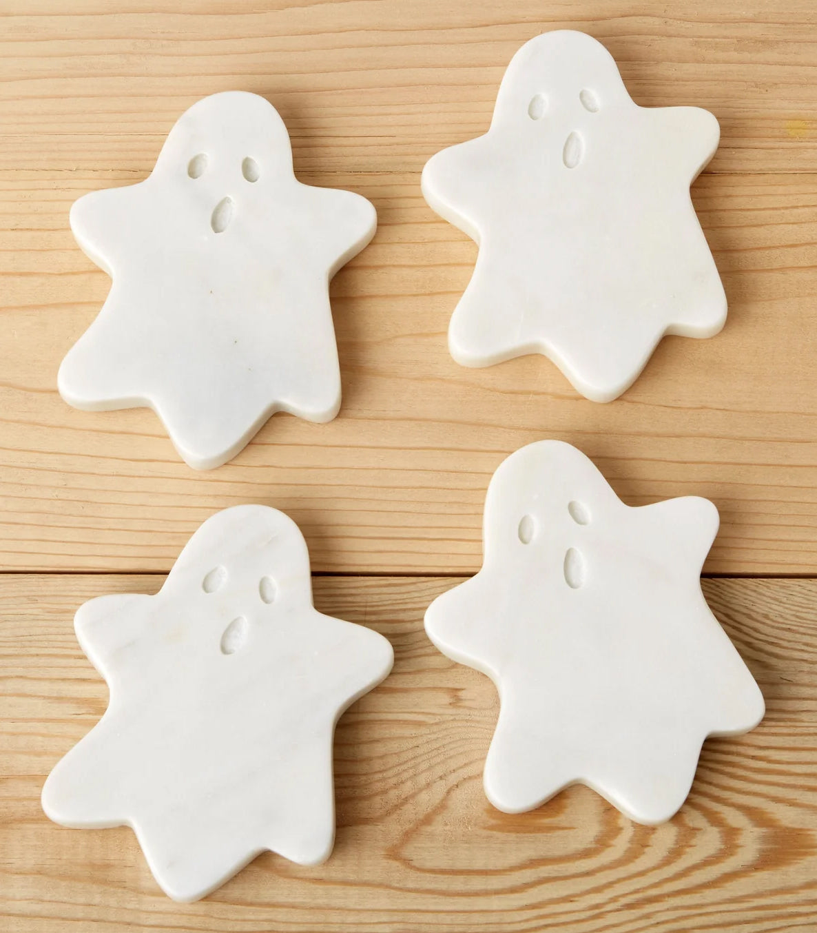 White Marble Ghost Coasters, Set of 4