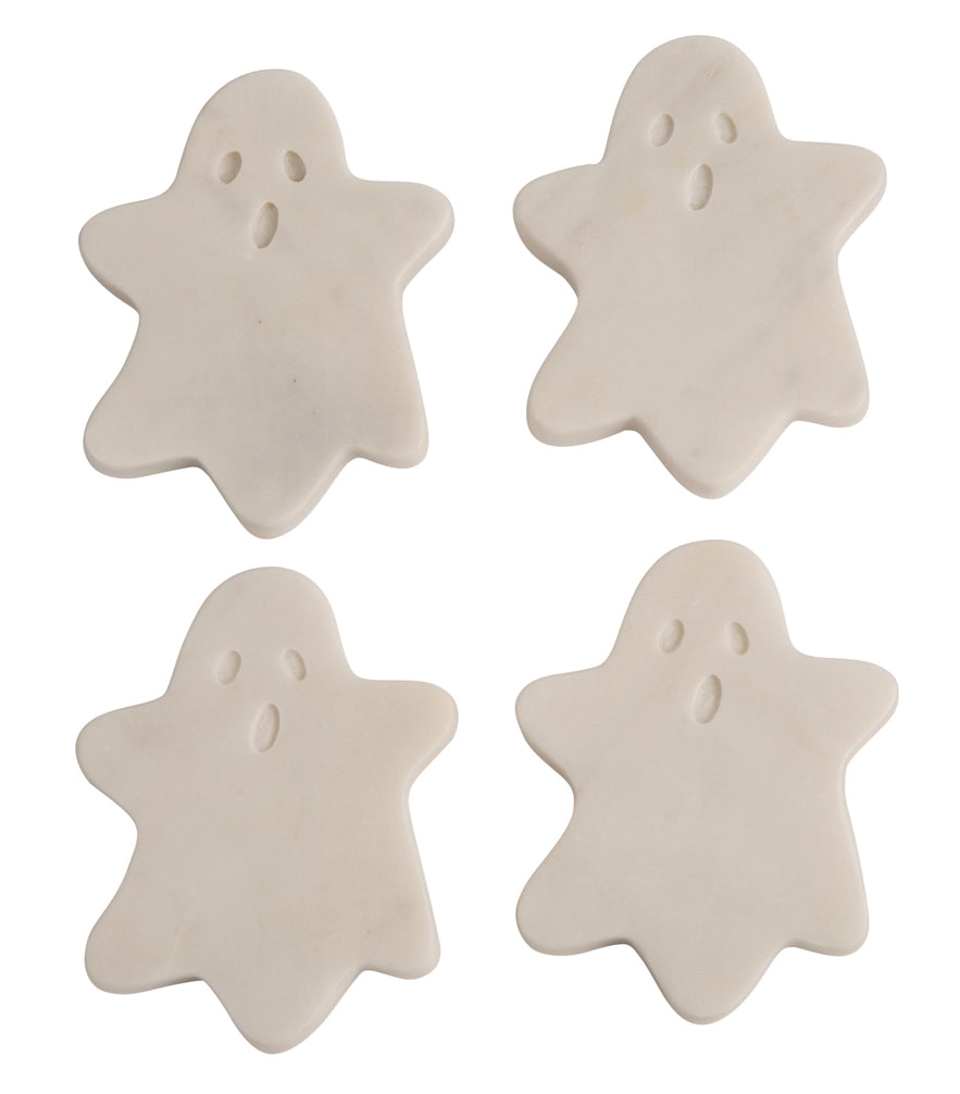 White Marble Ghost Coasters, Set of 4