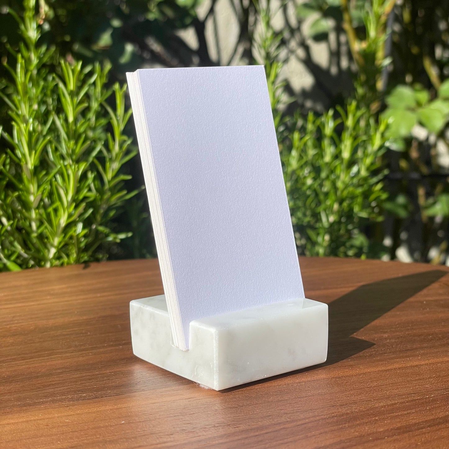 Vertical Business Card Holder - White Carrara Marble