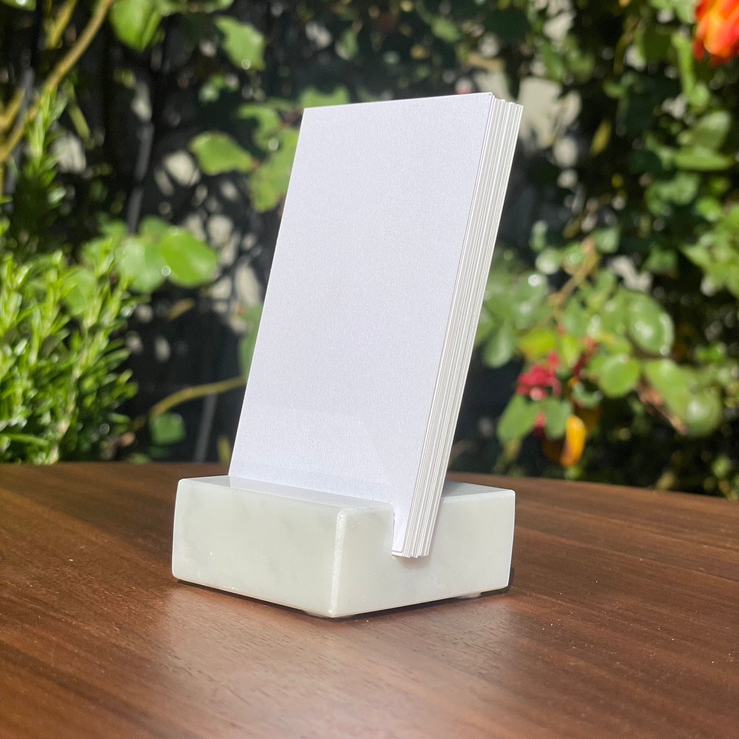 Vertical Business Card Holder - White Carrara Marble