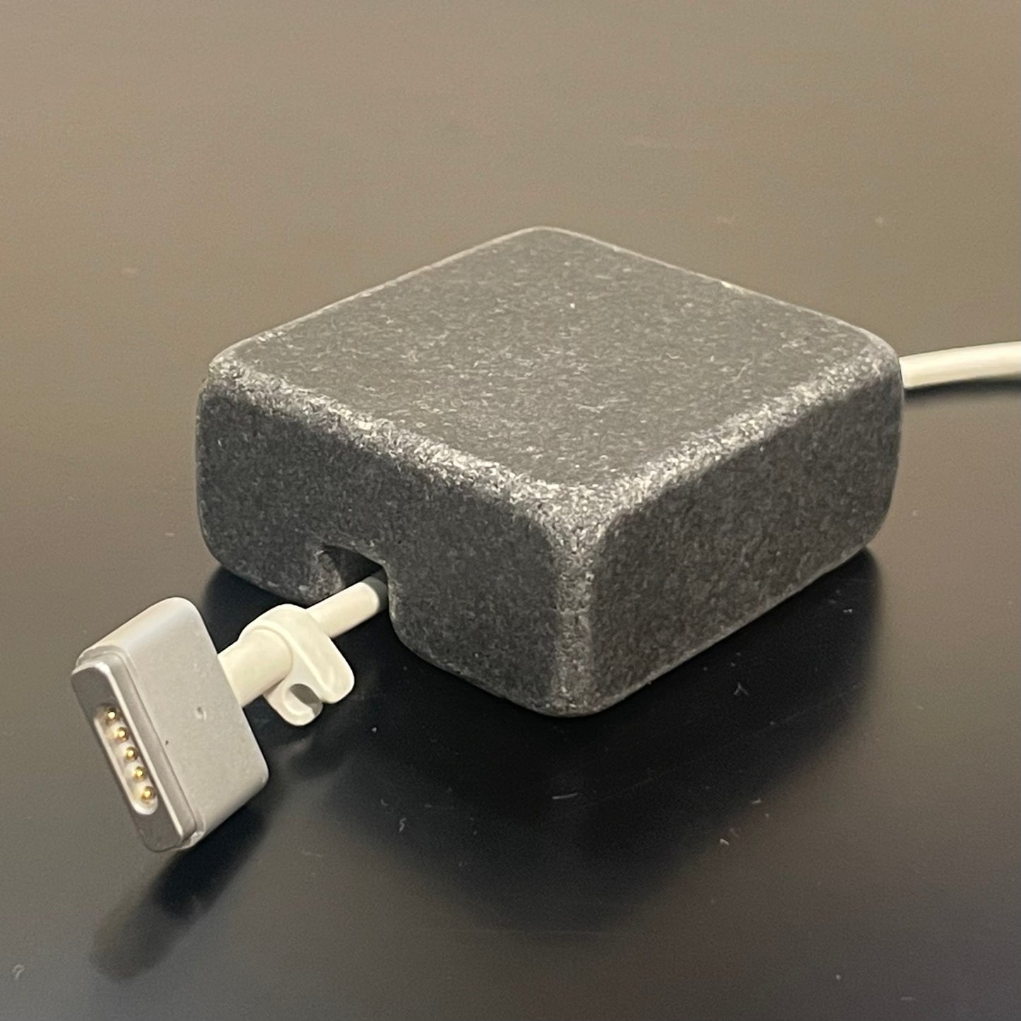 Cord Holder Handmade by Craftsman Stoneworks - Cable Holder - Cable Management Holder - Cable Organizer - Desk Cable Holder - Cable Keeper - Tumbled Black Granite, Single