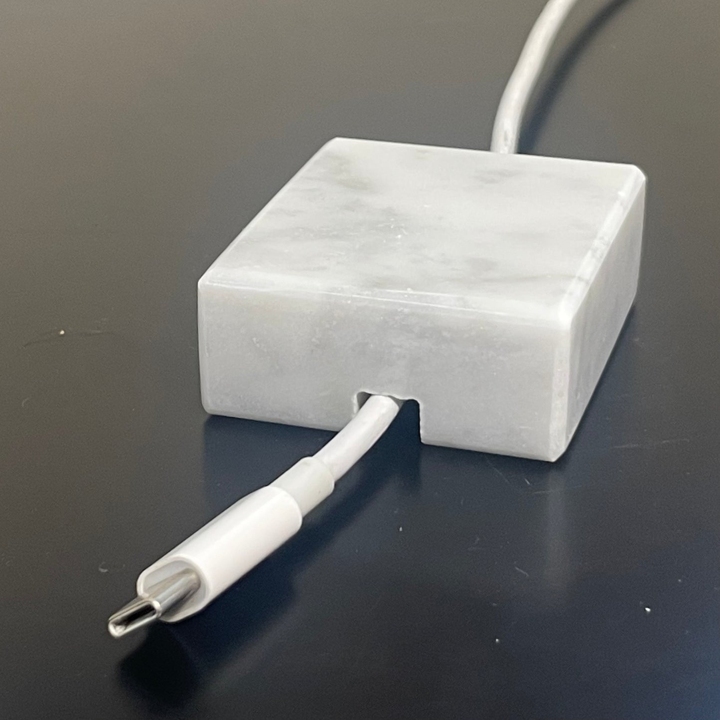 Cord Holder Handmade by Craftsman Stoneworks - Cable Holder - Cable Management Holder - Cable Organizer - Desk Cable Holder - Cable Keeper - Polished White Marble, Single