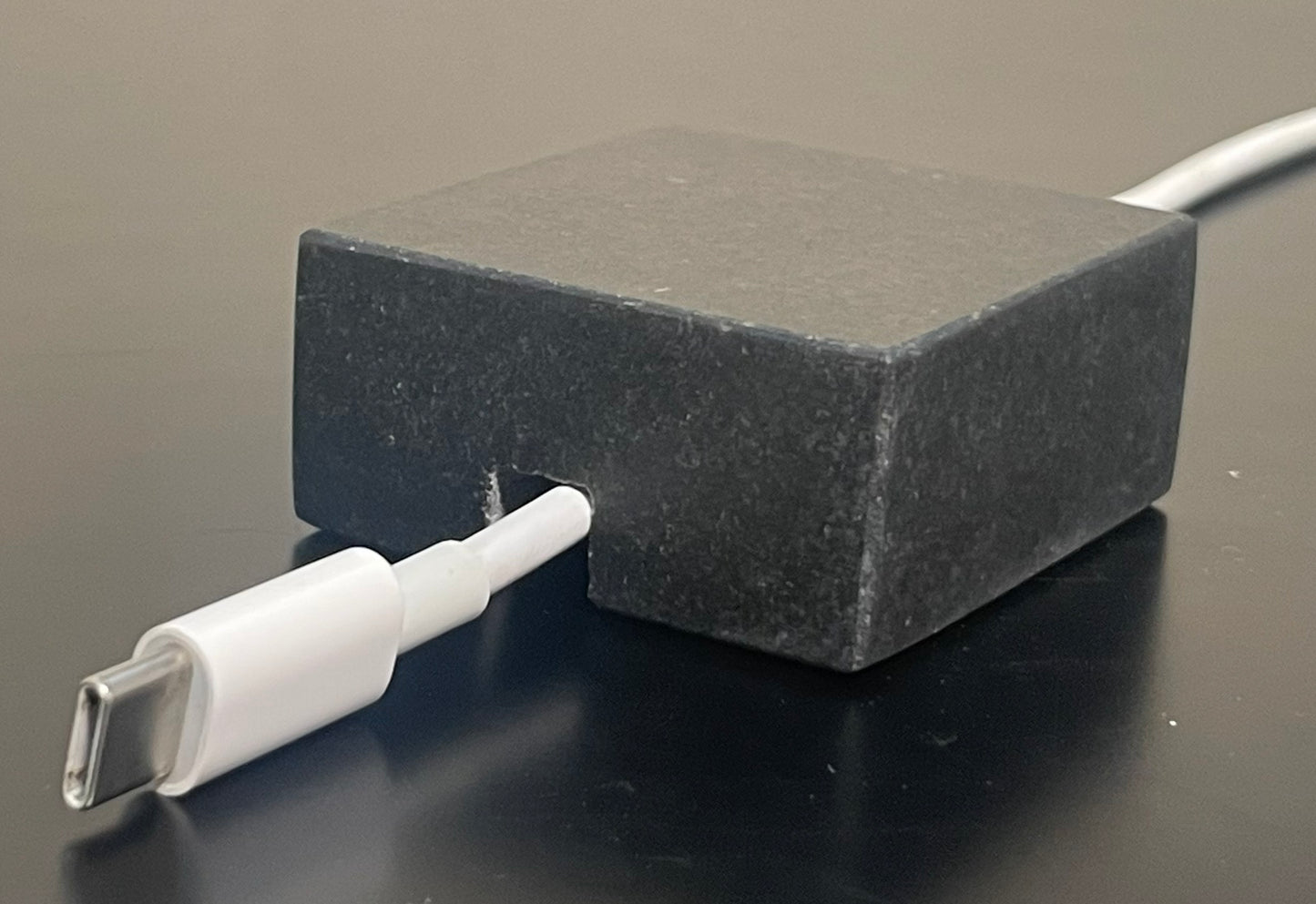 Cord Holder Handmade by Craftsman Stoneworks - Cable Holder - Cable Management Holder - Cable Organizer - Desk Cable Holder - Cable Keeper - Honed Black Granite, Single