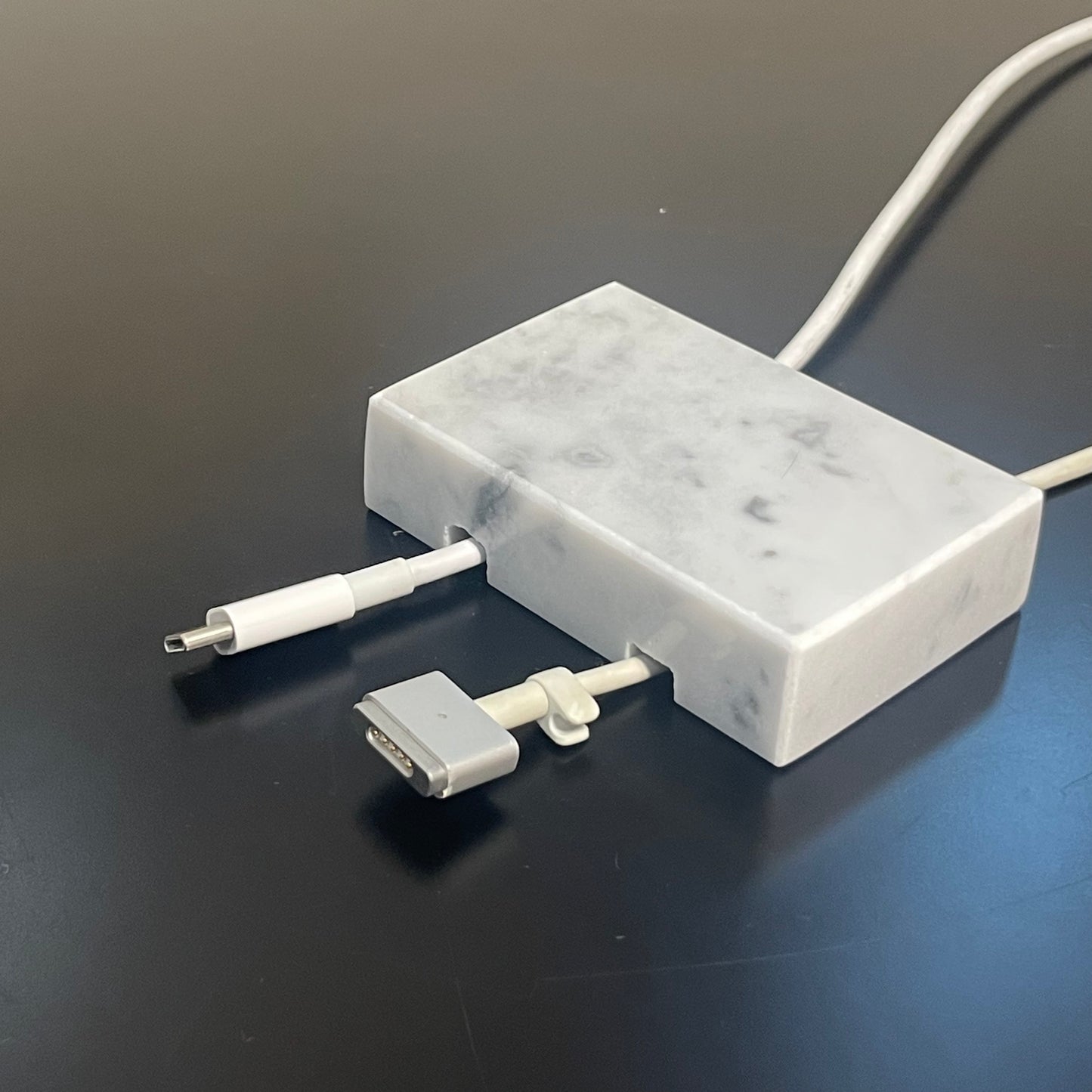 Cord Holder Handmade by Craftsman Stoneworks - Cable Holder - Cable Management Holder - Cable Organizer - Desk Cable Holder - Cable Keeper - Polished White Marble, Double