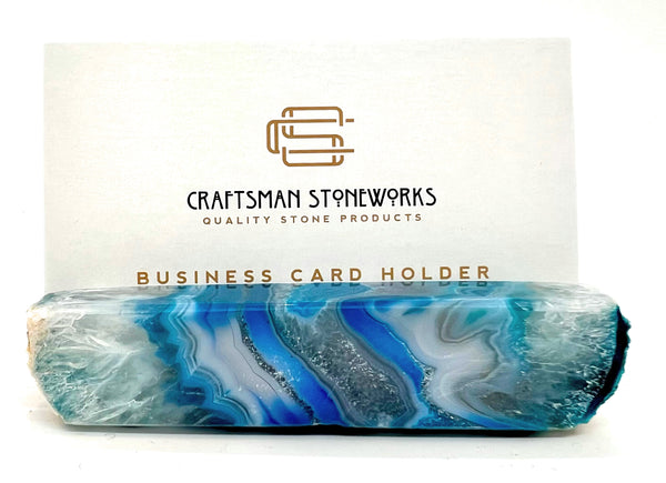 Handcrafted Agate Business Card Holder - Elegant Desk Organizer and Display Stand - Unique Stone Art Piece