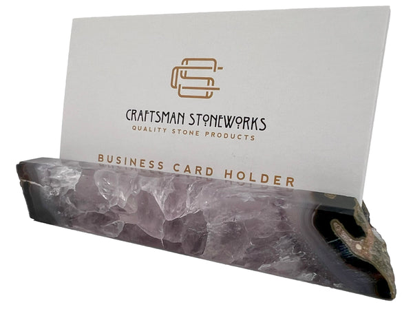 Handcrafted Agate Business Card Holder - Elegant Desk Organizer and Display Stand - Unique Stone Art Piece