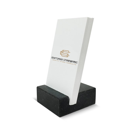 Vertical Business Card Holder - Black Absolute Granite