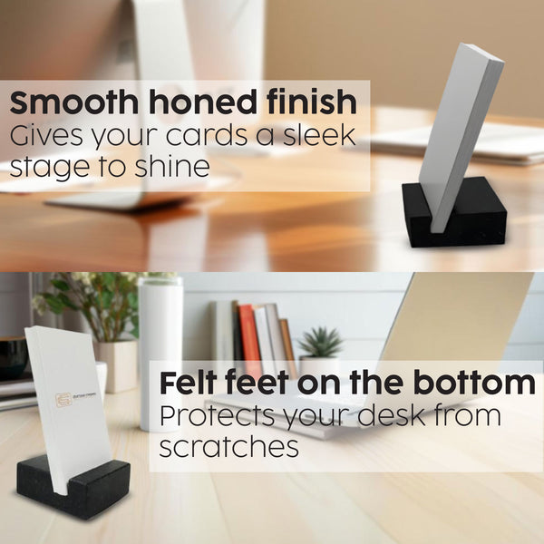 Vertical Business Card Holder - Black Absolute Granite