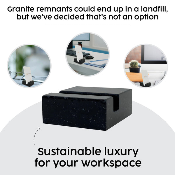 Vertical Business Card Holder - Black Absolute Granite