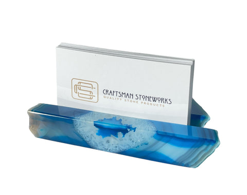 Handcrafted Agate Business Card Holder from Brazil - Elegant Desk Organizer and Display Stand - Unique Stone Art Piece