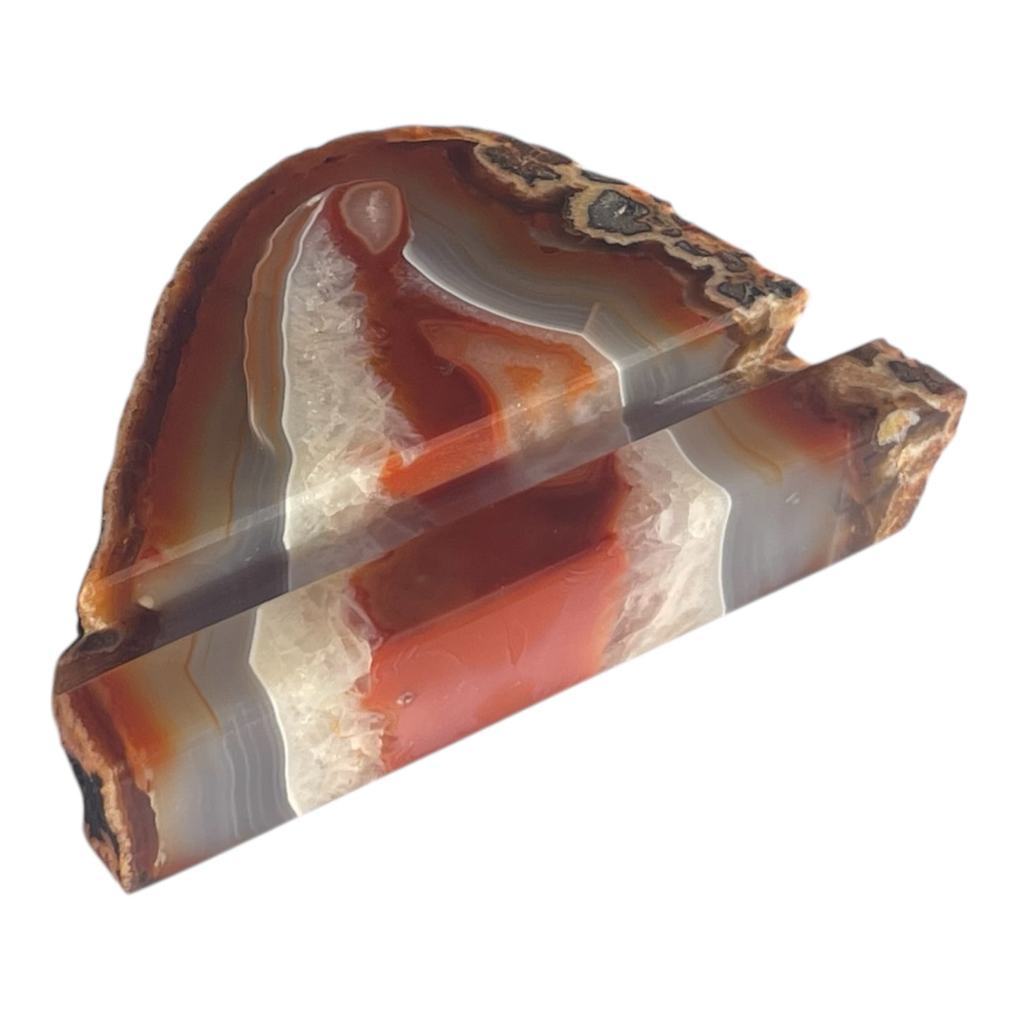 Handcrafted Red Agate Business Card Holder