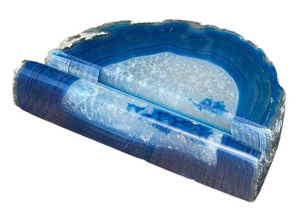Handcrafted Blue Agate Business Card Holder