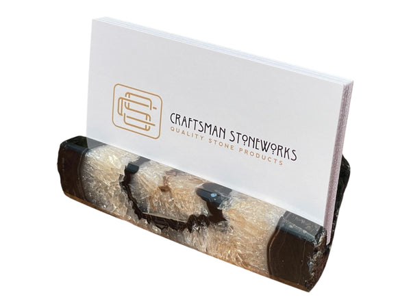 Handcrafted Black Agate Business Card Holder