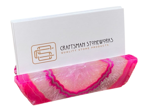 Handcrafted Pink Agate Business Card Holder