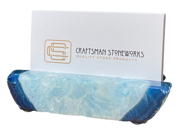 Handcrafted Blue Agate Business Card Holder