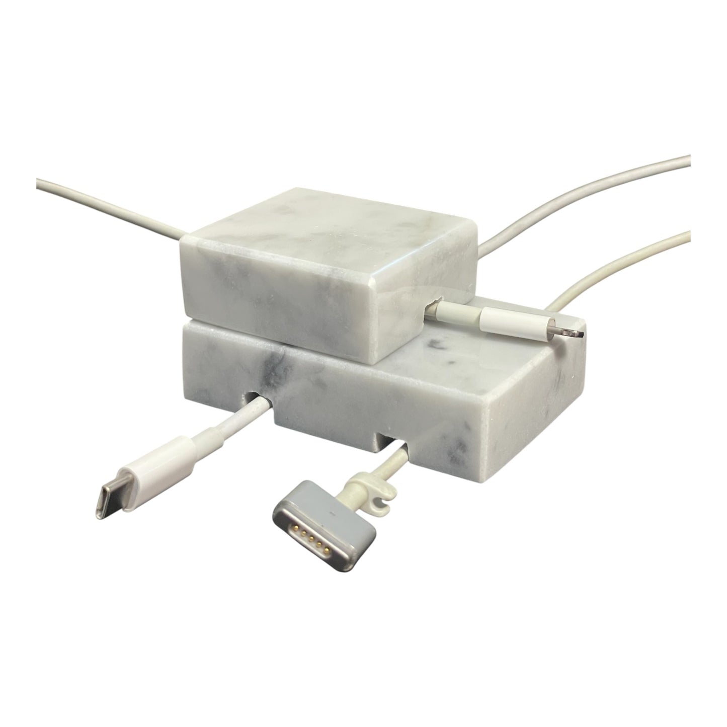 Cord Holder Handmade by Craftsman Stoneworks - Cable Holder - Cable Management Holder - Cable Organizer - Desk Cable Holder - Cable Keeper - Polished White Marble, Double