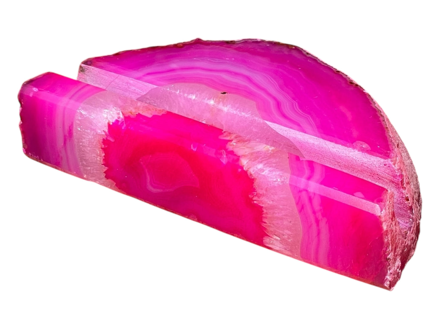 Handcrafted Pink Agate Business Card Holder