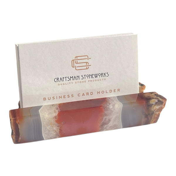 Handcrafted Agate Business Card Holder - Elegant Desk Organizer and Display Stand - Unique Stone Art Piece