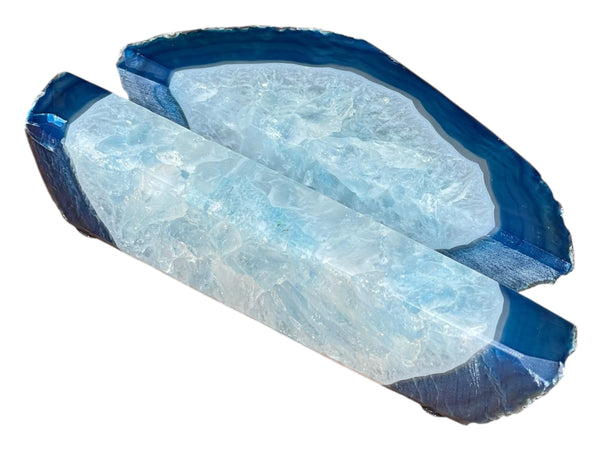 Handcrafted Blue Agate Business Card Holder