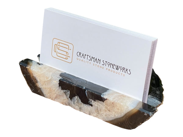 Handcrafted Black Agate Business Card Holder