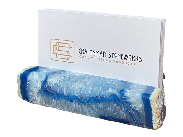 Handcrafted Blue Agate Business Card Holder