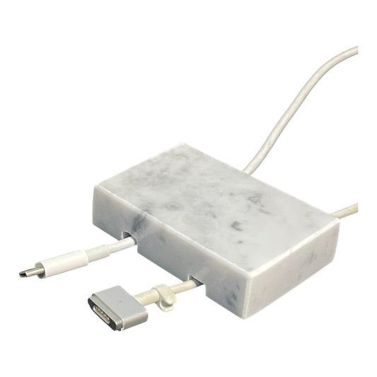 Cord Holder Handmade by Craftsman Stoneworks - Cable Holder - Cable Management Holder - Cable Organizer - Desk Cable Holder - Cable Keeper - Polished White Marble, Double