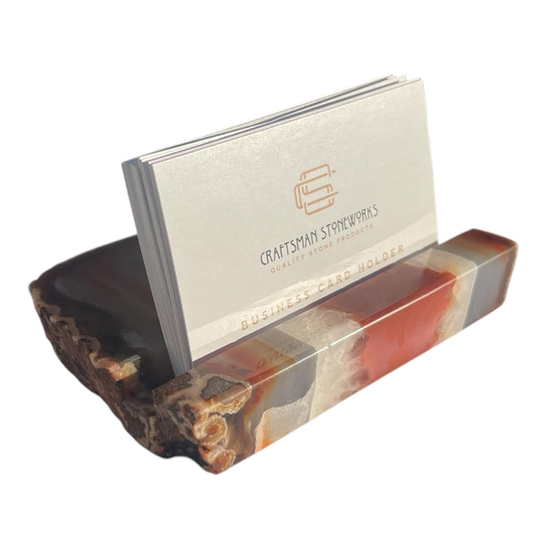Handcrafted Red Agate Business Card Holder