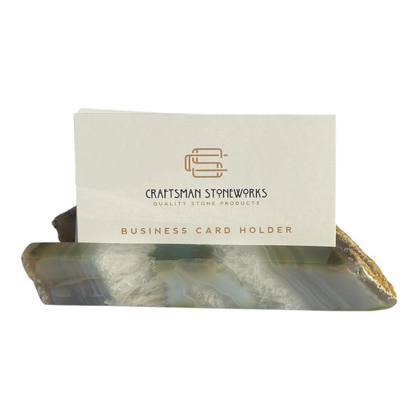 Handcrafted Agate Business Card Holder - Elegant Desk Organizer and Display Stand - Unique Stone Art Piece