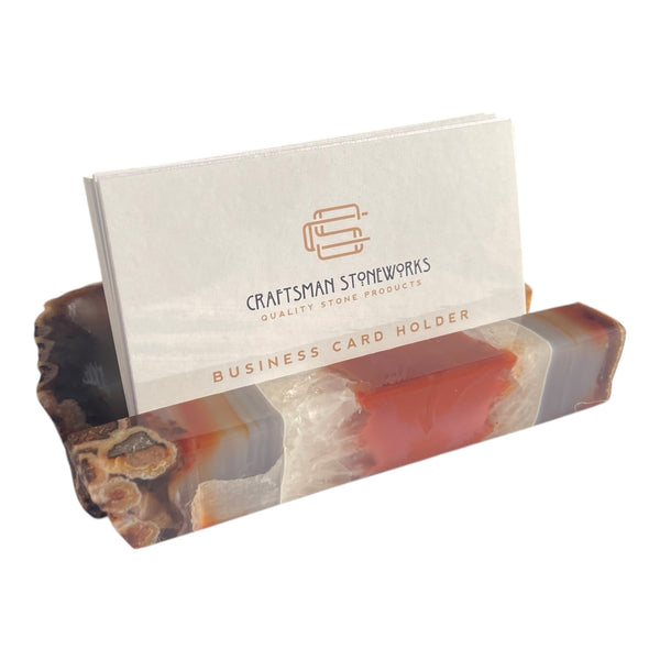 Handcrafted Red Agate Business Card Holder