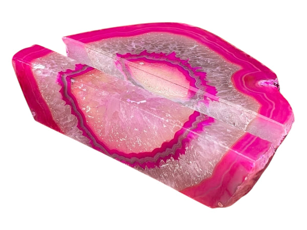 Handcrafted Pink Agate Business Card Holder