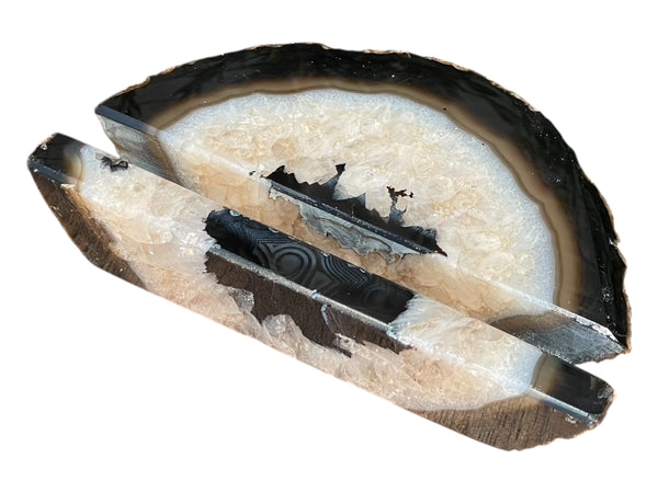 Handcrafted Black Agate Business Card Holder