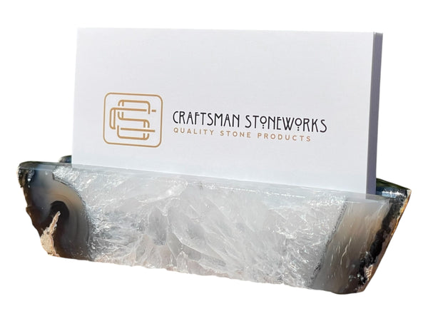 Handcrafted Black Agate Business Card Holder