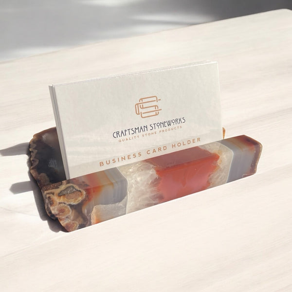 Handcrafted Red Agate Business Card Holder
