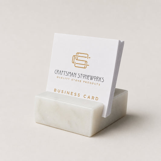 White Carrara Marble Business Card Holder - Square